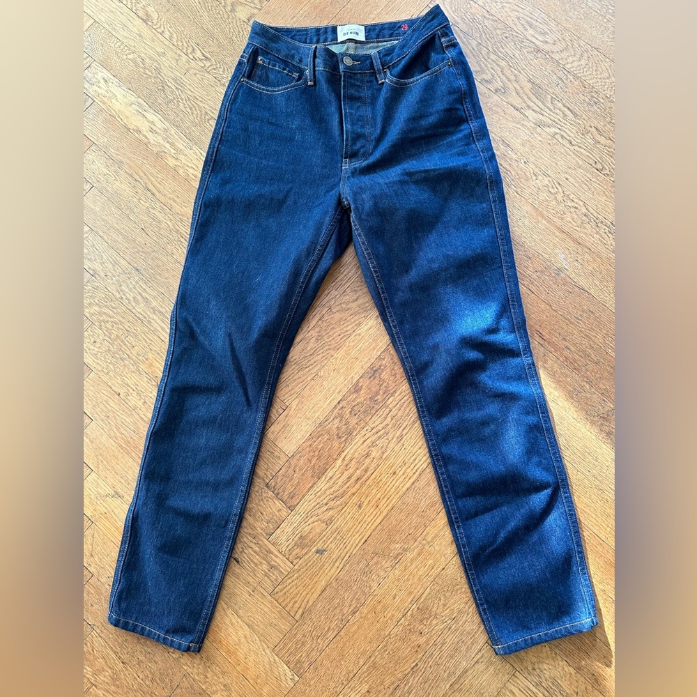 Sezane Women's Straight Leg Jeans in Dark Blue Denim